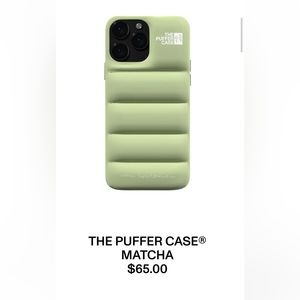 The puffer case, matcha green color, urban sophistication for IPhone 14+